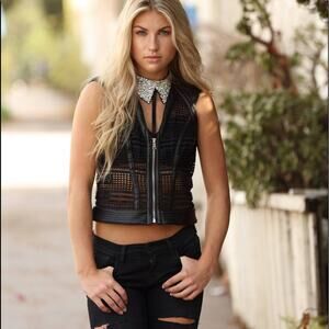 Bebe faux leather zip vest